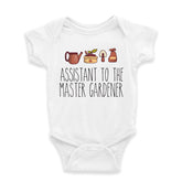 Assistant to the master gardener cute infant baby boy girl clothes gardening buddy outfit plant lover newborn romper